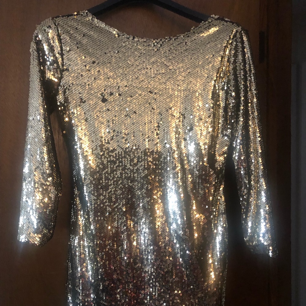 Gold Sequin Mini Dress-FashionNova
